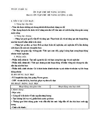 Giáo án Khoa học 5 (Kết nối tri thức) - Tuần 13