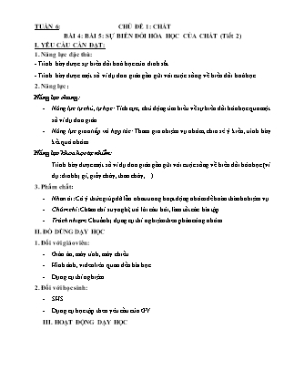 Giáo án Khoa học 5 (Kết nối tri thức) - Tuần 6
