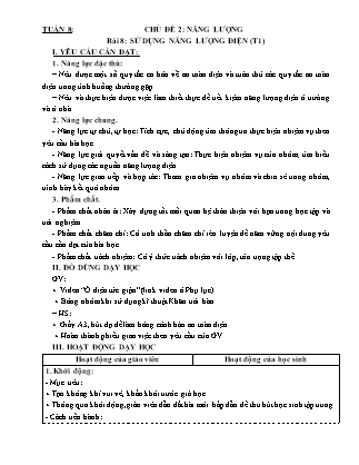 Giáo án Khoa học 5 (Kết nối tri thức) - Tuần 8