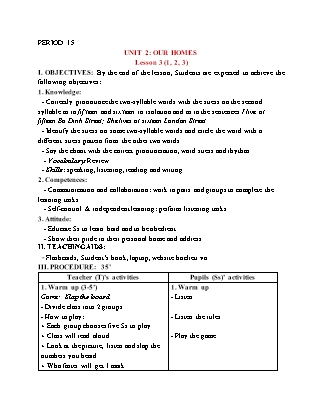 Giáo án Tiếng Anh 5 (Global Success) - Period 15, Unit 2: Our homes (Lesson 3)