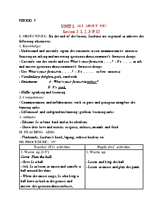 Giáo án Tiếng Anh 5 (Global Success) - Period 7, Unit 1: All about me! (Lesson 2)