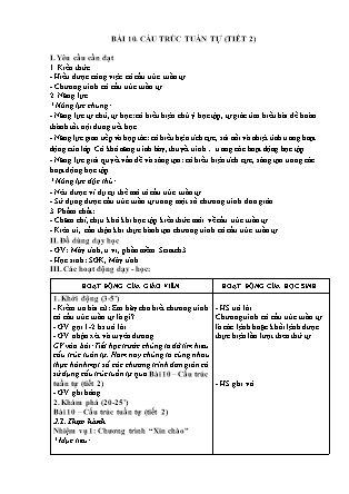 Giáo án Tin học 5 (Kết nối tri thức) - Bài 10: Cấu trúc tuần tự (Tiết 2)