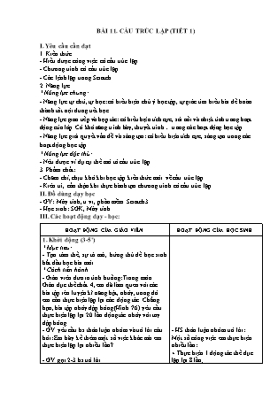 Giáo án Tin học 5 (Kết nối tri thức) - Bài 11: Cấu trúc lặp (Tiết 1)