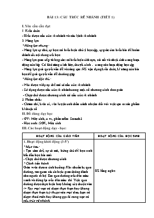 Giáo án Tin học 5 (Kết nối tri thức) - Bài 13: Cấu trúc rẽ nhánh (Tiết 1)