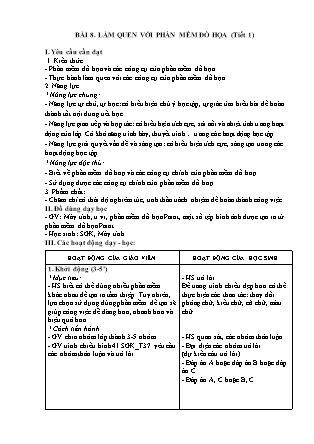 Giáo án Tin học 5 (Kết nối tri thức) - Bài 8: Làm quen với phần mềm đồ họa (Tiết 1)