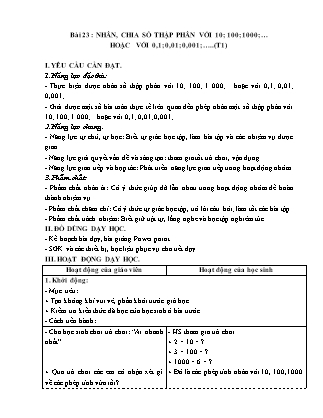 Giáo án Toán Lớp 5 (Kết nối tri thức) - Tuần 11