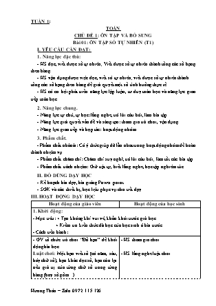 Giáo án Toán Lớp 5 (Kết nối tri thức) - Tuần 1