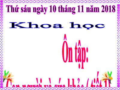 Bài giảng môn Khoa Học Lớp 5 - Bài 18+19: Ôn tập: Con người và sức khỏe (Tiết 1) (GV: Trương Thị Ngát - Năm học 2018-2019)