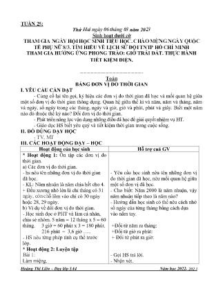 Kế hoạch bài dạy Các môn Lớp 5 Năm học 2022-2023 - Tuần 25 (GV: Hoàng Thị Liên)