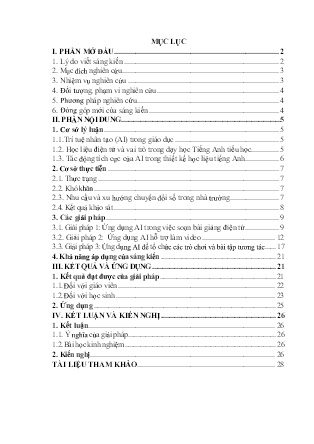 SKKN Ứng dụng trí tuệ nhân tạo (AI) trong việc xây dựng học liệu điện tử góp phần nâng cao chất lượng học Tiếng Anh trong trường Tiểu học (GV: Đào Thị Hoa - Trường TH Nguyễn Khắc Nhu)