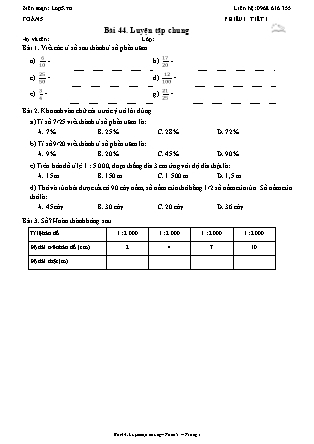 Phiếu Bài tập hằng ngày Toán Lớp 5 - Bài 44. Luyện tập chung - Kết nối tri thức (Năm học 2026-2027)