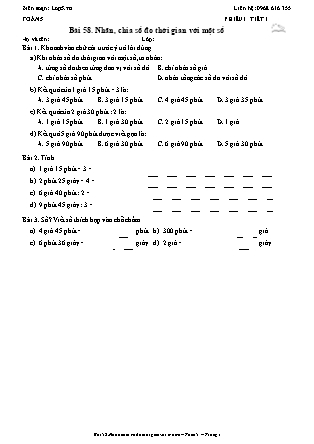 Phiếu Bài tập hằng ngày Toán Lớp 5 - Bài 58. Nhân, chia số đo thời gian với một số - Kết nối tri thức (Năm học 2026-2027)