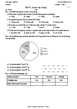 Phiếu Bài tập hằng ngày Toán Lớp 5 - Bài 67. Luyện tập chung - Kết nối tri thức (Năm học 2026-2027)