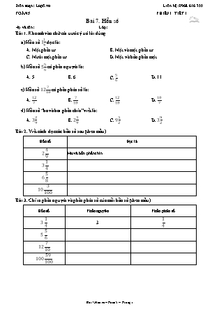 Phiếu Bài tập hằng ngày Toán Lớp 5 - Bài 7. Hỗn số - Kết nối tri thức (Năm học 2026-2027)