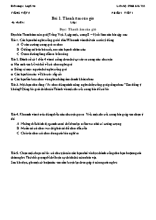 Phiếu Bài tập hằng ngày Tiếng Việt 5 - Bài 1. Thanh âm của gió - Kết nối tri thức (Năm học 2026-2027)