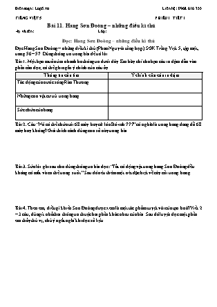 Phiếu Bài tập hằng ngày Tiếng Việt 5 - Bài 11. Hang Sơn Đoòng – những điều kì thú - Kết nối tri thức (Năm học 2026-2027)