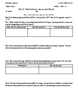 Phiếu Bài tập hằng ngày Tiếng Việt 5 - Bài 24. Tinh thần học tập của nhà Phi-lít - Kết nối tri thức (Năm học 2026-2027)