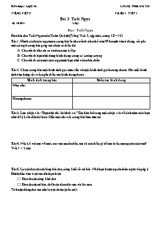 Phiếu Bài tập hằng ngày Tiếng Việt 5 - Bài 3. Tuổi Ngựa - Kết nối tri thức (Năm học 2026-2027)