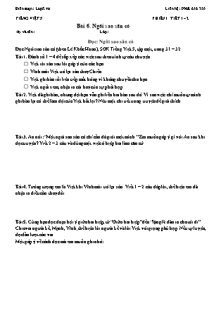 Phiếu Bài tập hằng ngày Tiếng Việt 5 - Bài 6. Ngôi sao sân cỏ - Kết nối tri thức (Năm học 2026-2027)