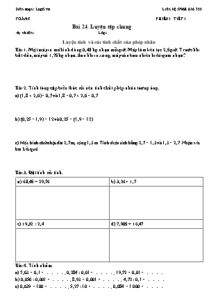 Phiếu Bài tập Toán 5 hằng ngày - Bài 24. Luyện tập chung - Sách KNTT (2026 - 2027)